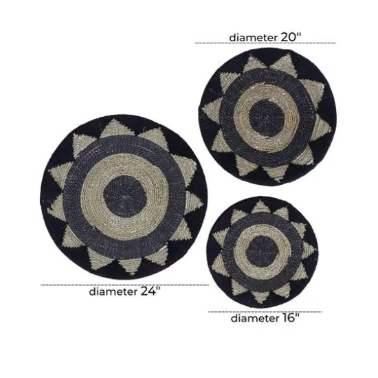 Set of 3 Black Cotton Rustic Wall Decor 24", 20", 16" {8}