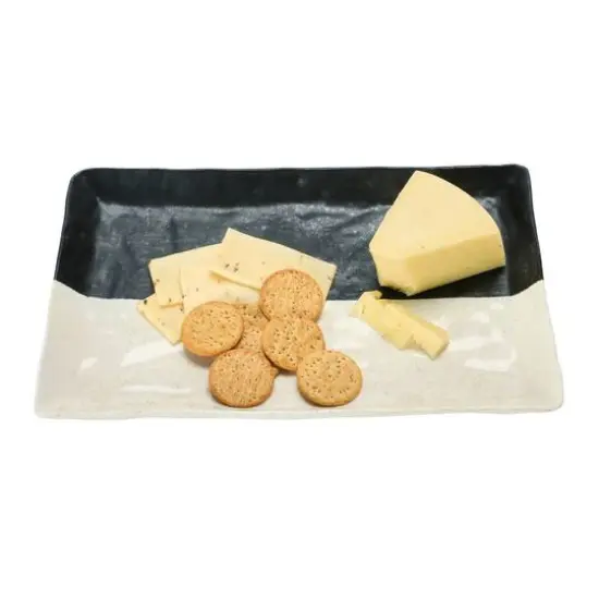 Hello Honey&reg; 14" Black & White Stoneware Plates with Reactive Glaze, 2ct. {3}