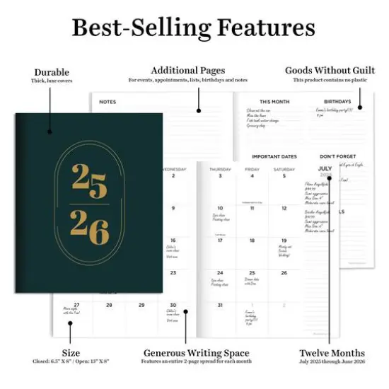 TF Publishing 2025-2026 Jade Medium Monthly Planner {6}