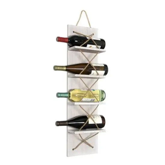 Elegant Designs 4 Bottle Vertical Wall Mounted Wine Rack White Wash {6}
