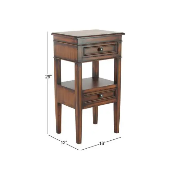 29" Pine Traditional Accent Table Brown {9}