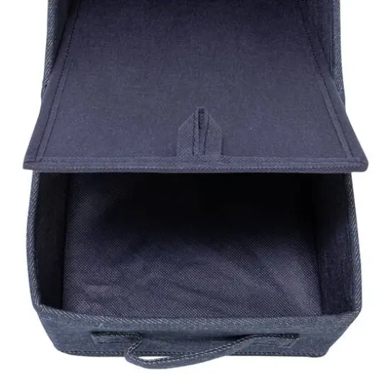 Household Essentials 11.5" Denim Blue Collapsible Cotton Blend Rectangular Storage Drawer, 2ct. {11}