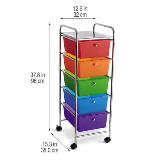 5 Drawer Rolling Cart by Simply Tidy&reg; Rainbow {4}