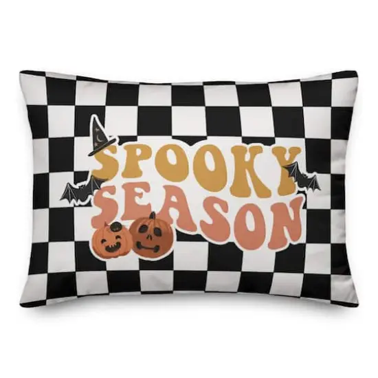 Spooky Season Check Pattern 14" x 20" Spun Poly Pillow {1}