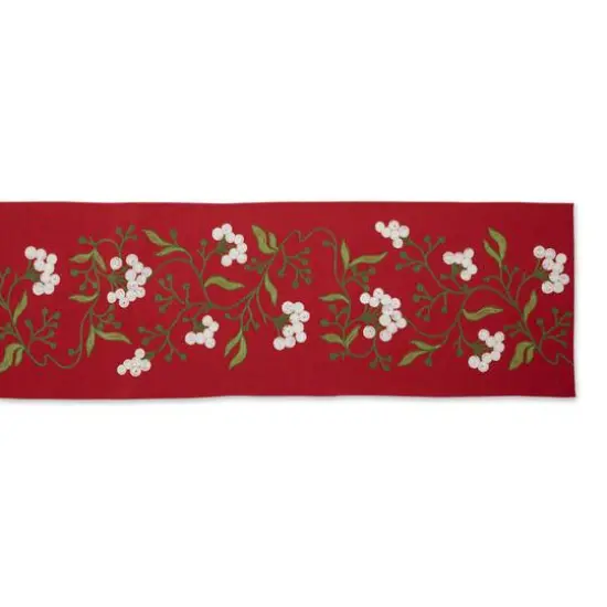 DII&reg; 70" Red Mistletoe Embroidered Table Runner {3}