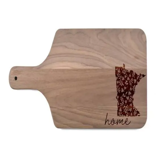 17" Floral Home State Walnut Paddle Cutting Board Minnesota {1}