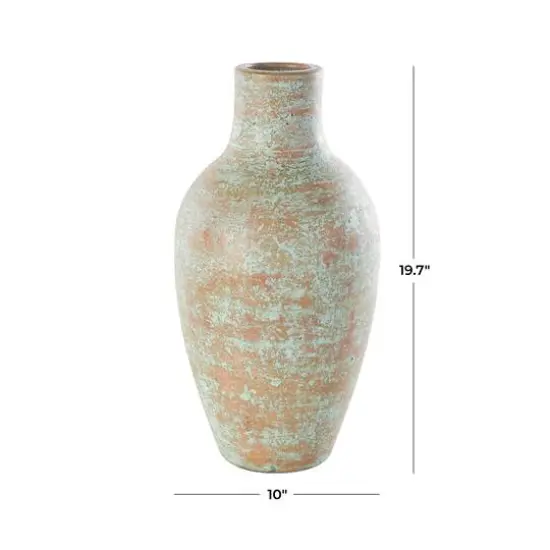 Brown Ceramic Antique Style Textured Patina Vase {8}