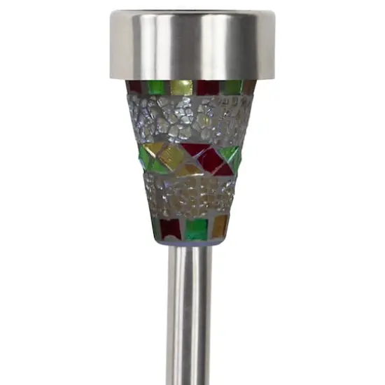 15.5" Red Mosaic Stained Glass Solar Powered LED Pathway Markers {6}