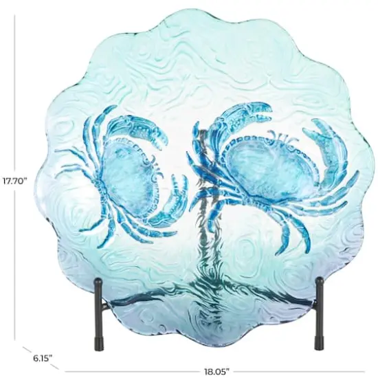 18" Blue Ombre Crab Glass Charger with Wavy Edge {5}
