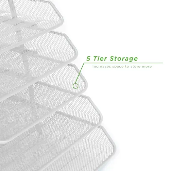 Mind Reader Desk Organizer with 5 Sliding Trays White {9}