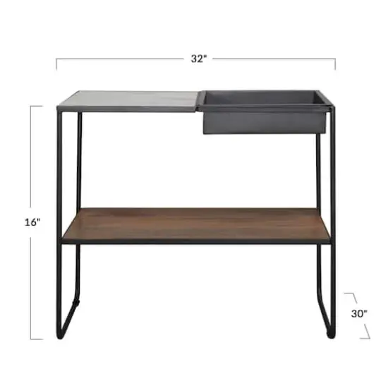 Hello Honey&reg; 16'' Metal and White Marble Console Table {3}