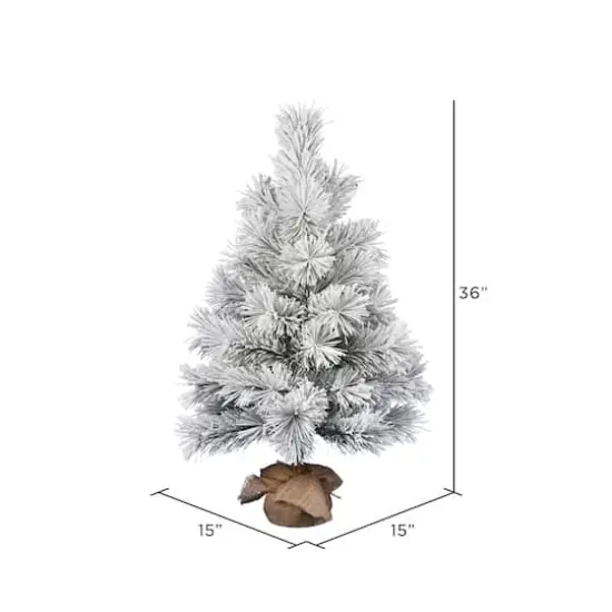 3ft. Unlit Frosted Beckett Pine Artificial Christmas Tree in Burlap Base {4}