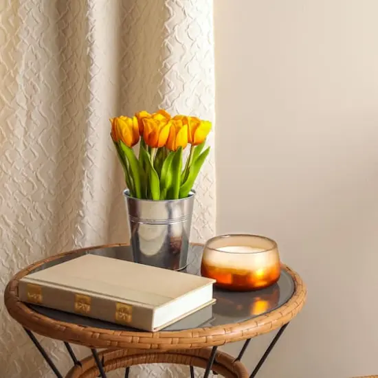 9" Tulip Bouquet in Metal Pot Orange {4}