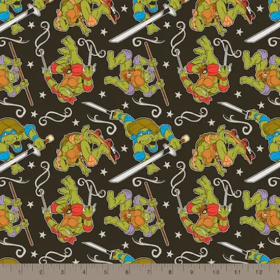 Nickelodeon TMNT Green & Black Turtle Action Cotton Fabric {3}