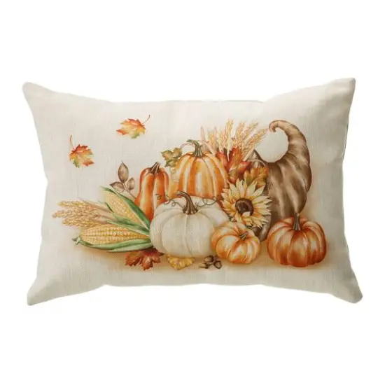 Glitzhome&reg; Faux Burlap Thanksgiving Cornucopia Pillow {1}