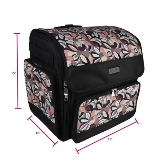 Everything Mary Brown Floral Deluxe Collapsible Rolling Craft Bag {3}