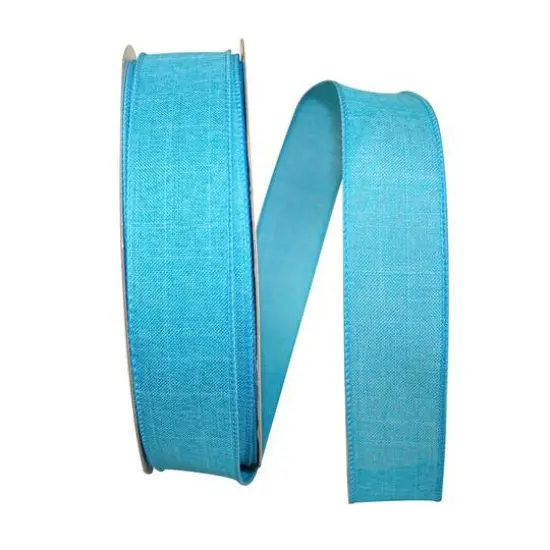 Reliant 1.5" x 50yd. Linen Wired Ribbon Turquoise {1}
