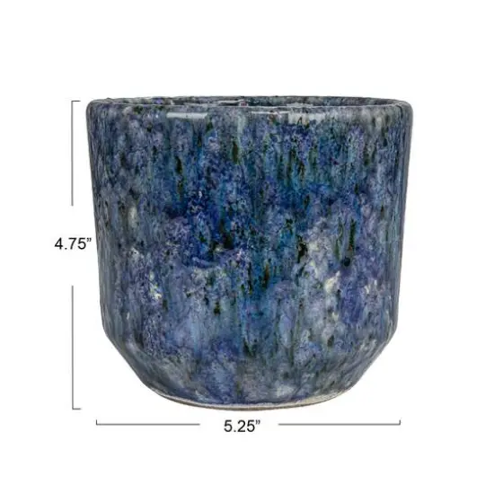 Hello Honey&reg; 5.25" Blue Crackle Glaze Decorative Terra Cotta Planter {6}