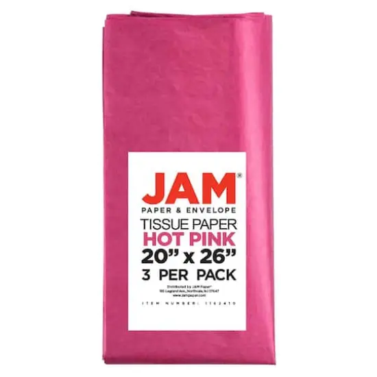 JAM Paper Shimmer Tissue Paper, 3 Sheets Hot Pink Watermelon {1}