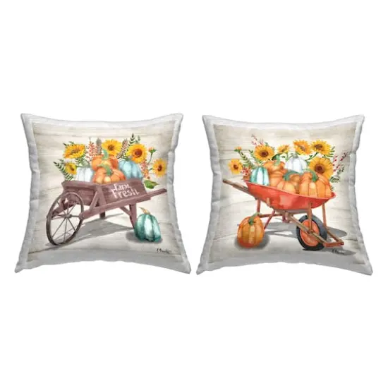 Stupell Industries Fall Harvest Wagons Outdoor Printed Pillow {1}