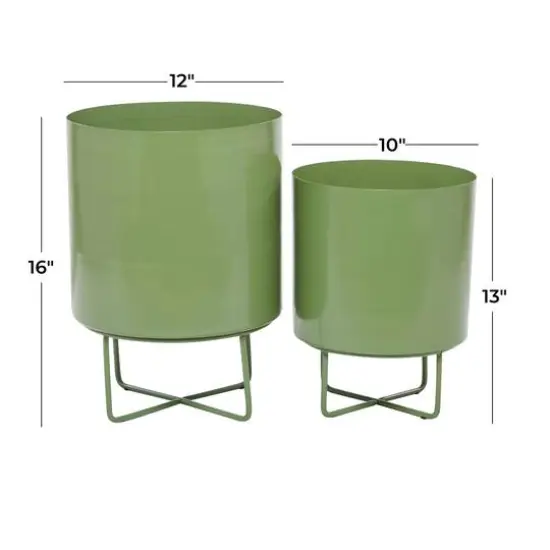 Green Modern Planter, Set of 2" 16", 13" {9}