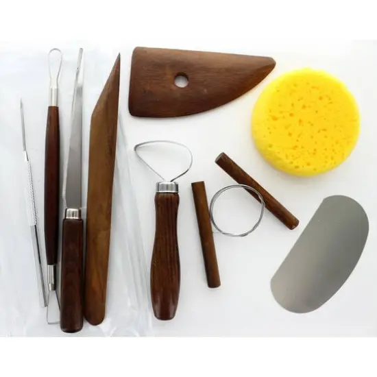 Art Advantage&reg; 9 Piece Stained Wood Pottery Tool Kit w/Fettling Knife {3}