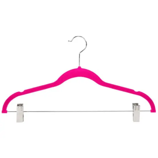 Simplify Slim Velvet Hangers with Clips, 6ct. Fuchsia {1}