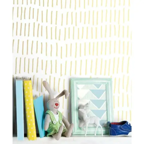 RoomMates Tick Marks Peel & Stick Wallpaper Gold and White {7}