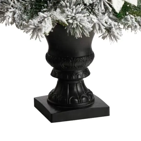 4ft. Pre-Lit Flocked Artificial Christmas Tree in Decorative Urn, Warm White Lights {7}