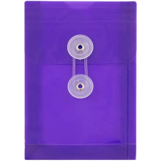 JAM Paper 4.25" x 6.25" Plastic Button & String Tie Closure Envelopes, 12ct. Purple {1}
