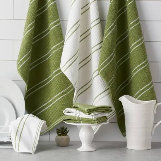 DII&reg; Green Ribbed Terry Dishtowel & Dishcloth Set {3}