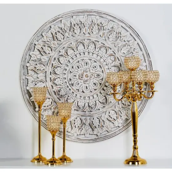 36" White Traditional Floral Wood Wall D&eacute;cor {7}