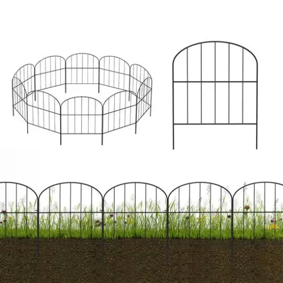 NEX 10.5ft. Black Decorative Arch Garden Fence {1}