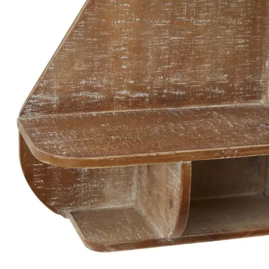 24" Brown Nautical Wood Wall Shelf {4}