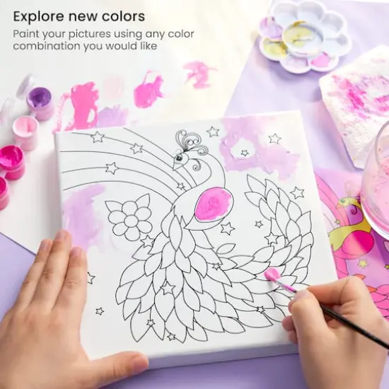 Arteza&reg; Kids Canvas Paint Kit, 4 8x8 Canvas with Brushes & Paints Fantasy {6}