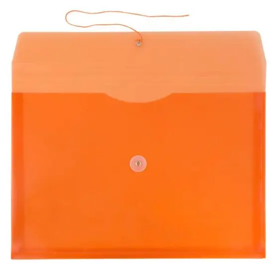 JAM Paper Letter Booklet Plastic Envelopes with Button & String Tie Closure, 12ct. Orange {4}
