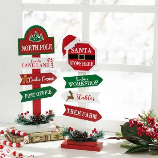 Glitzhome&reg; 16.5" Christmas Sign Table D&eacute;cor Set {3}