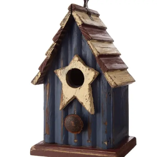 Glitzhome&reg; 9" Solid Wood & Metal Rustic Style Birdhouse {7}