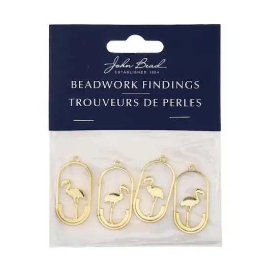 John Bead 30mm Gold Flamingo Beadwork Pendants, 4ct. {3}