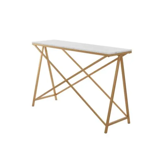 White Iron Contemporary Console Table, 31" x 47" x 14" {4}