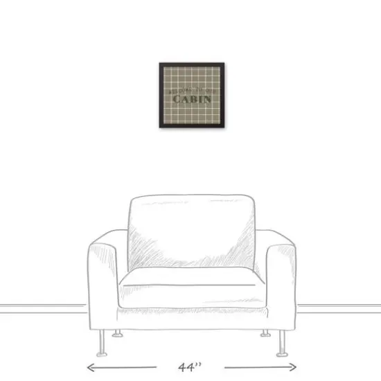 Welcome To Our Cabin Taupe and White Check Canvas Wall Art in Black Frame {6}