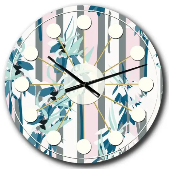 Designart 'Retro Handdrawn Lilies Mid-Century Modern Wall Clock {1}