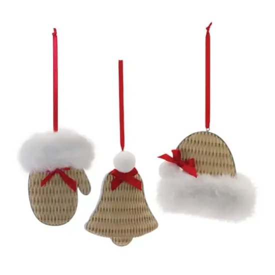 Cozy Mitten, Hat & Bell Ornament Set {3}