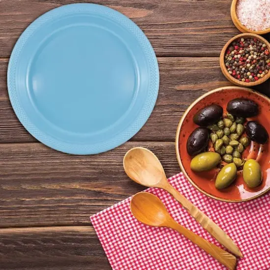 JAM Paper 10.25" Plastic Party Plates, 20ct. Caribbean Light Blue {5}