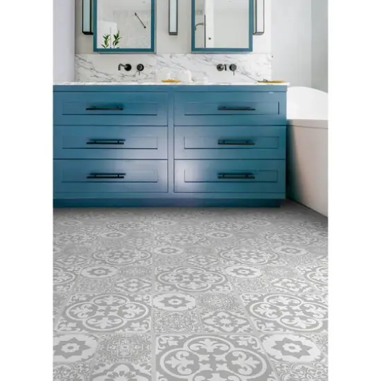 FloorPops Valencia Peel & Stick Floor Tiles, 6ct. Gray {5}