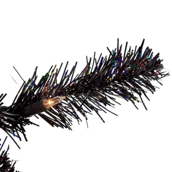 4ft. Black Slim Pre-Lit Halloween Tinsel Tree with Clear Lights {4}