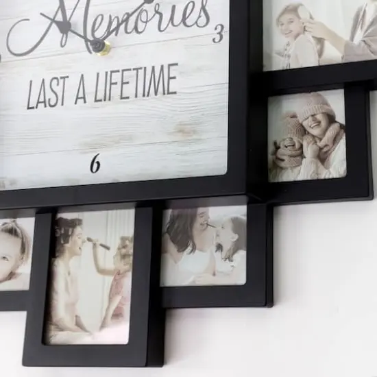 Black"Lifetime Memories" Picture Frame Wall Collage Clock {5}