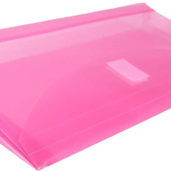 JAM Paper 5.25" x 10" Plastic #10 Hook & Loop Envelopes with 1" Expansion, 24ct. Fuchsia Pink {5}