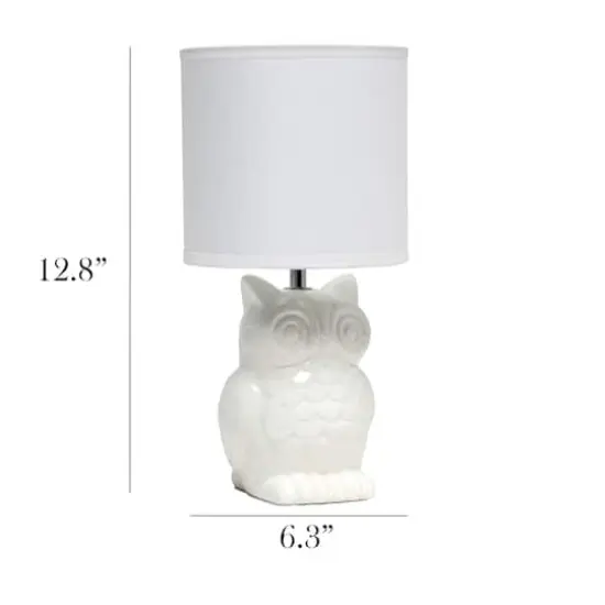 Simple Designs 13" Ceramic Owl Table Lamp Off White {4}