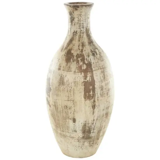 Brown Ceramic Antique Style Distressed Vase {4}
